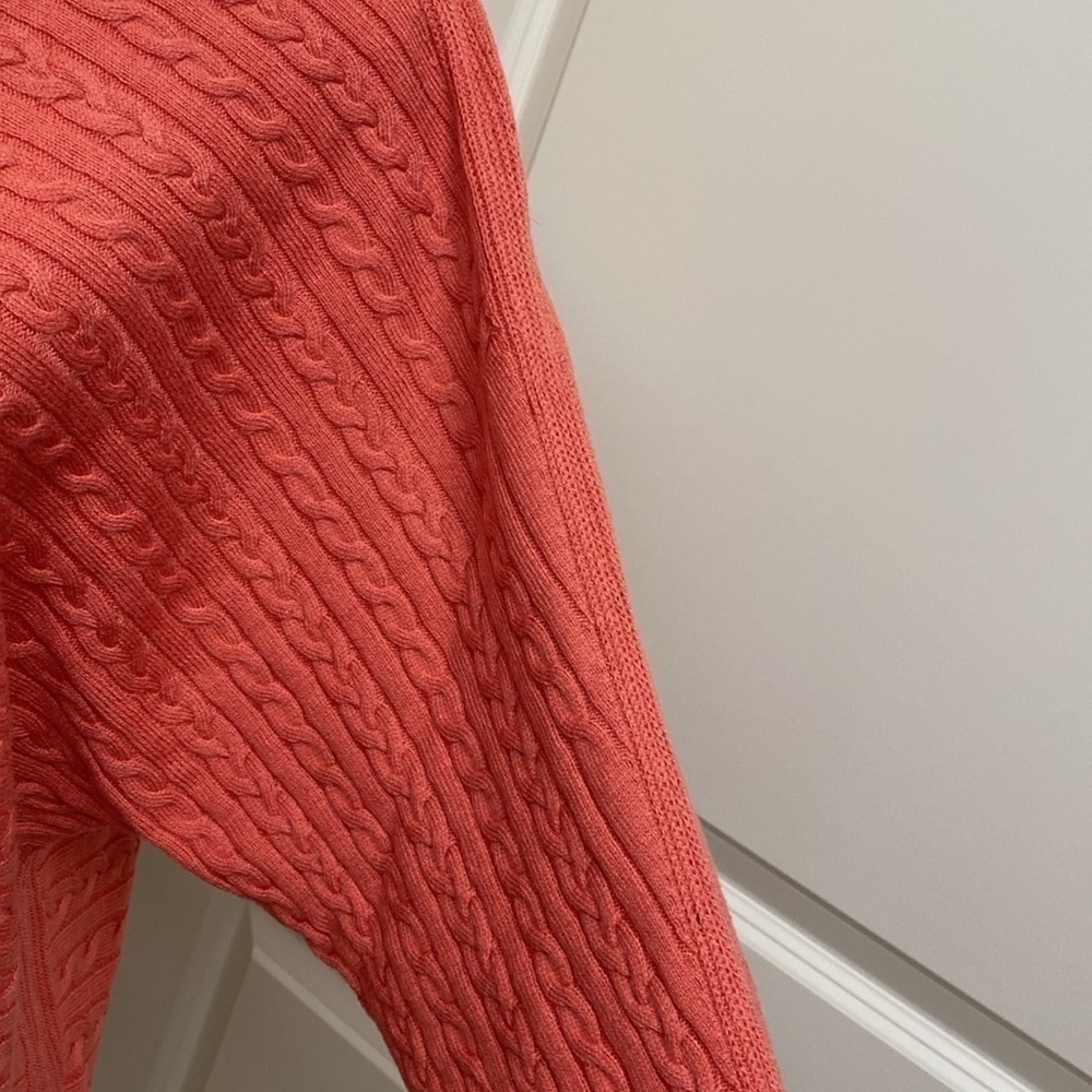 Market & Spruce cashmere blend Cable knit Sweater Top Women’s L boat neck Coral - Picture 5 of 10